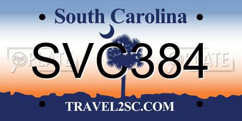 SVC384 South Carolina License Plate