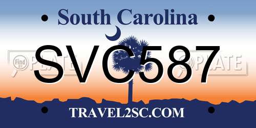 SVC587 South Carolina License Plate