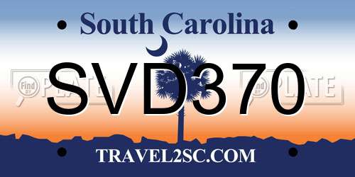 SVD370 South Carolina License Plate