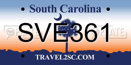SVE361 South Carolina License Plate