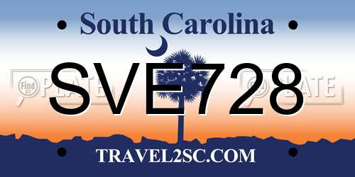 SVE728 South Carolina License Plate