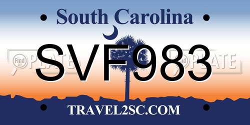 SVF983 South Carolina License Plate