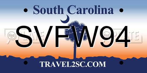 SVFW94 South Carolina License Plate
