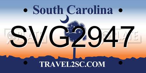 SVG2947 South Carolina License Plate