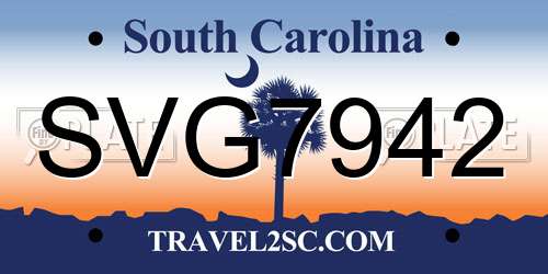 SVG7942 South Carolina License Plate