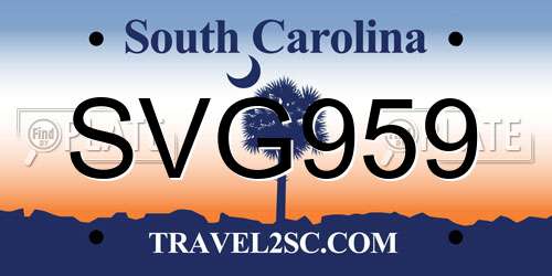 SVG959 South Carolina License Plate