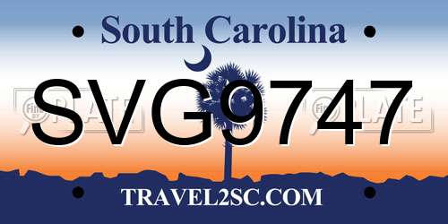SVG9747 South Carolina License Plate