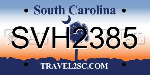 SVH2385 South Carolina License Plate