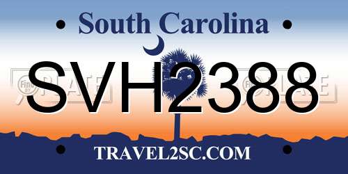 SVH2388 South Carolina License Plate
