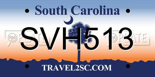 SVH513 South Carolina License Plate