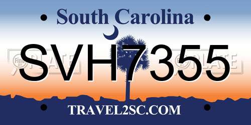SVH7355 South Carolina License Plate