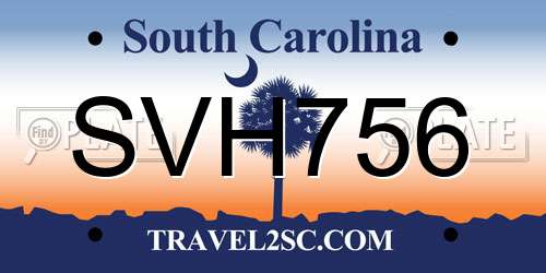 SVH756 South Carolina License Plate