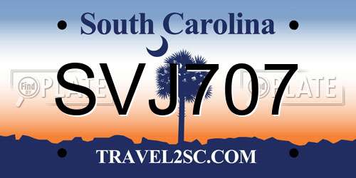 SVJ707 South Carolina License Plate