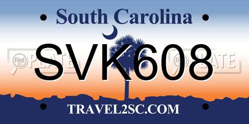 SVK608 South Carolina License Plate