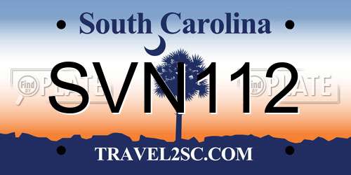 SVN112 South Carolina License Plate