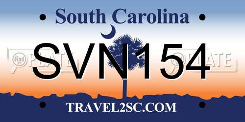 SVN154 South Carolina License Plate