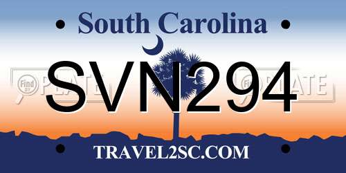 SVN294 South Carolina License Plate
