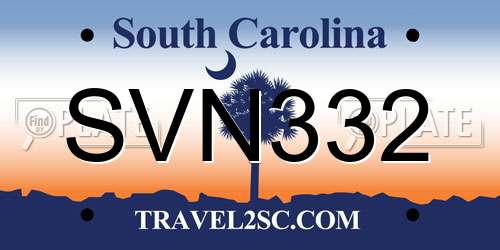 SVN332 South Carolina License Plate