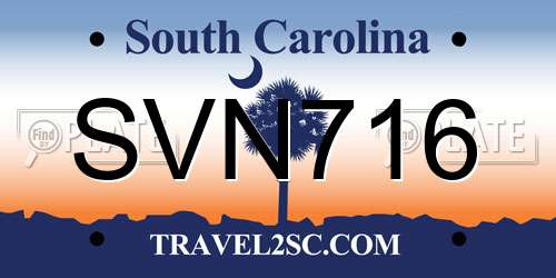 SVN716 South Carolina License Plate