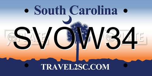 SVOW34 South Carolina License Plate