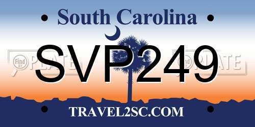 SVP249 South Carolina License Plate