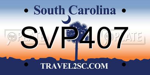SVP407 South Carolina License Plate