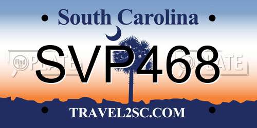 SVP468 South Carolina License Plate