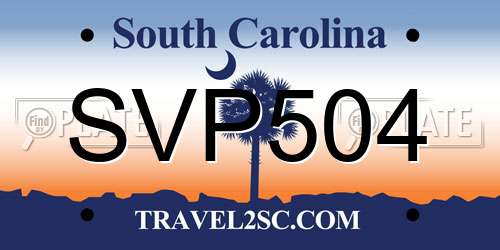SVP504 South Carolina License Plate