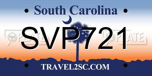 SVP721 South Carolina License Plate