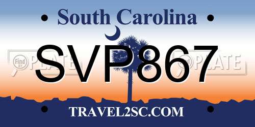 SVP867 South Carolina License Plate