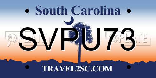 SVPU73 South Carolina License Plate