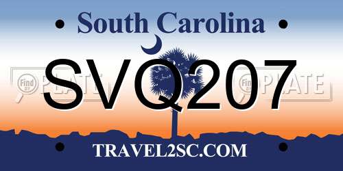 SVQ207 South Carolina License Plate