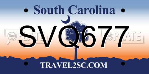 SVQ677 South Carolina License Plate