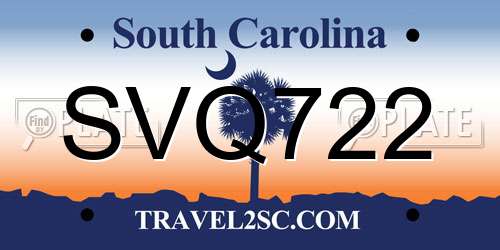 SVQ722 South Carolina License Plate
