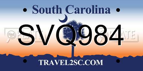 SVQ984 South Carolina License Plate