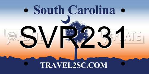 SVR231 South Carolina License Plate