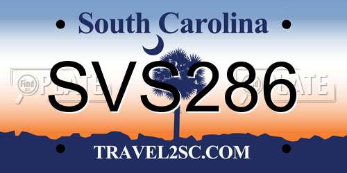 SVS286 South Carolina License Plate