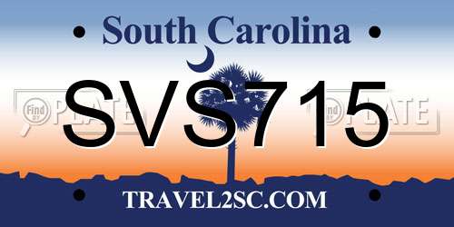 SVS715 South Carolina License Plate