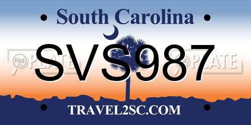 SVS987 South Carolina License Plate