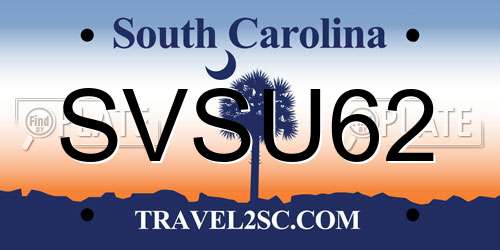 SVSU62 South Carolina License Plate