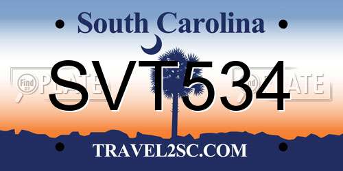 SVT534 South Carolina License Plate