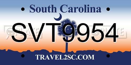 SVT9954 South Carolina License Plate