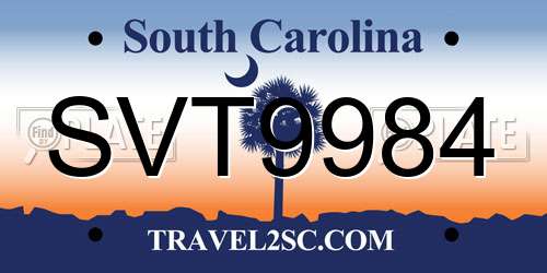 SVT9984 South Carolina License Plate