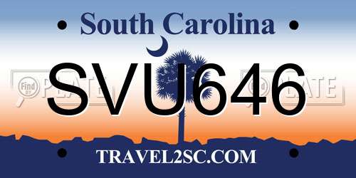 SVU646 South Carolina License Plate