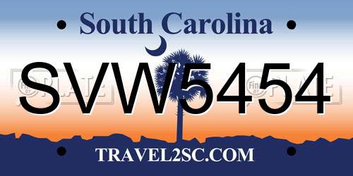 SVW5454 South Carolina License Plate