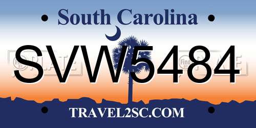 SVW5484 South Carolina License Plate
