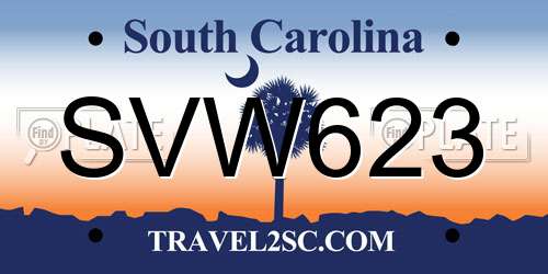 SVW623 South Carolina License Plate