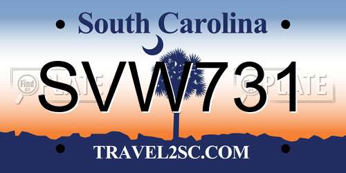 SVW731 South Carolina License Plate