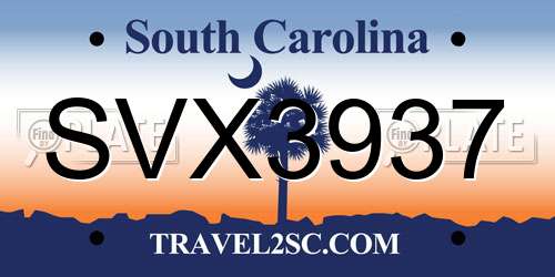 SVX3937 South Carolina License Plate