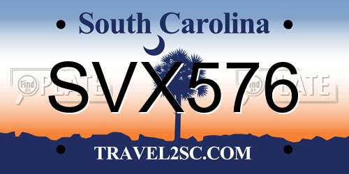 SVX576 South Carolina License Plate